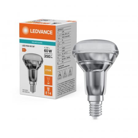 Ledvance E14 R50 Reflektorlampe 36° 4,3W wie 60W Strahler mit warmweißem Licht 2700K